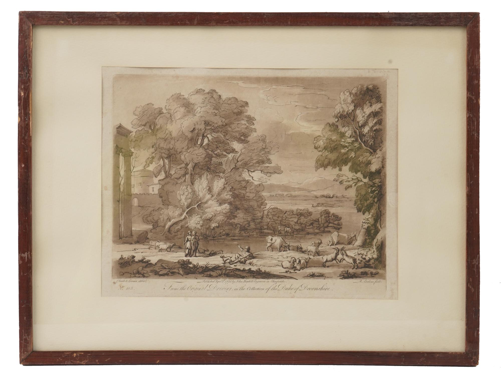 PAIR OF ANTIQUE ETCHINGS AFTER CLAUDE LORRAIN PIC-1